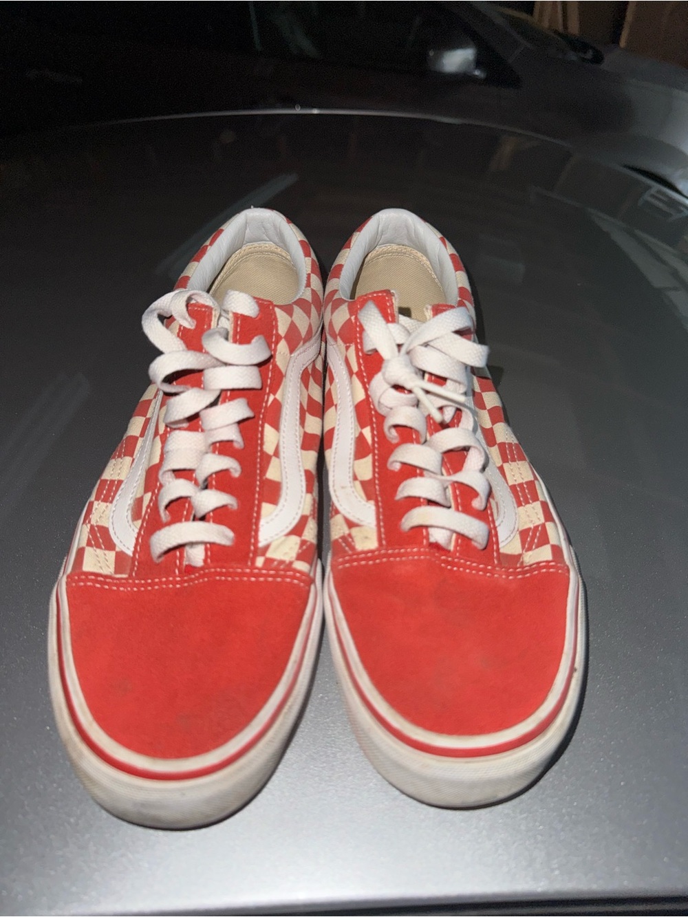 Vans Red and White Checkerboard Old Skool Sneakers